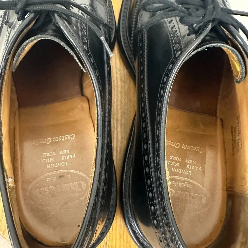 Church's Grafton Men 11 Derby Dress Shoes Black Leather Brogue Lace Up Oxford